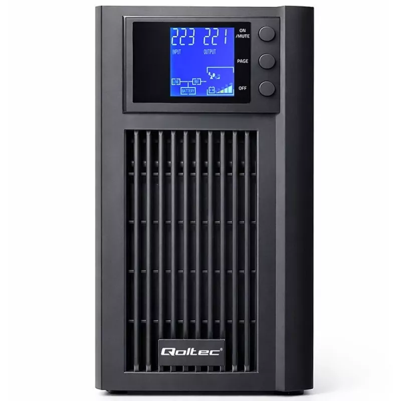 UPS QOLTEC Pure Sine Wave 2kVA 1600W ar AVR un LCD displeju