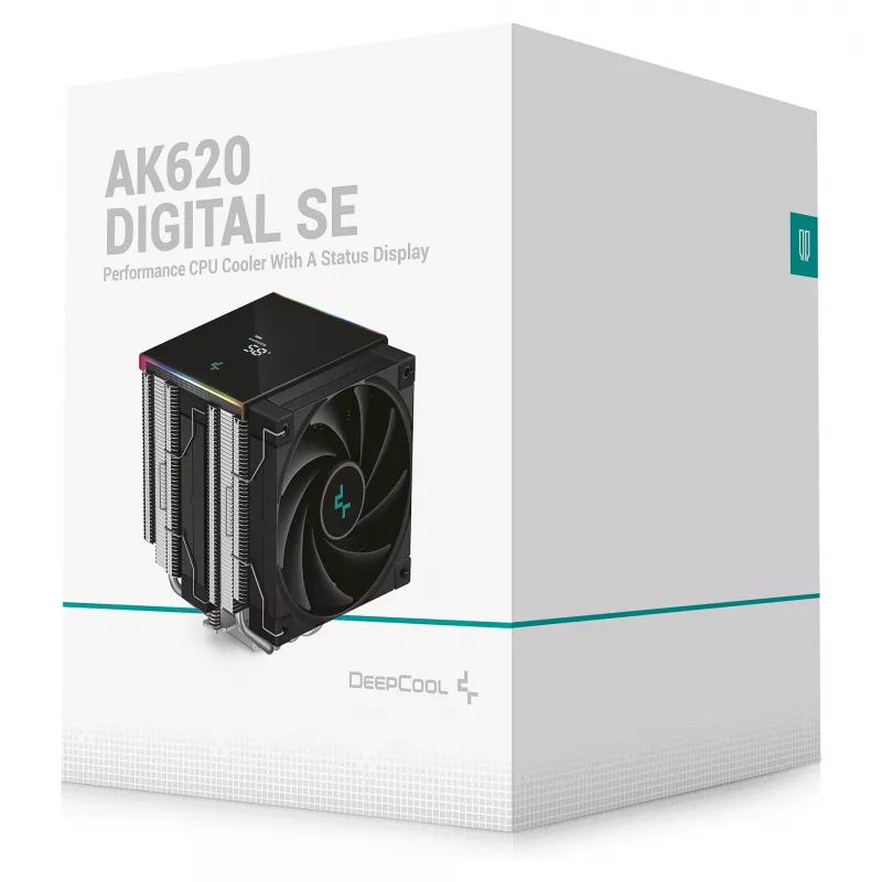 DeepCool AK620 Digital SE procesora gaisa dzesēšanas ierīce, Intel/AMD, LGA1700/LGA1200/AM4/AM5, 120 mm, melna