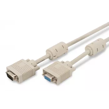 VGA monitora pagarinātājkabelis DIGITUS AK-310203-030-E — 3 m, VGA (D-Sub) uz VGA (D-Sub), 3Coax+7-vadu, bēšs