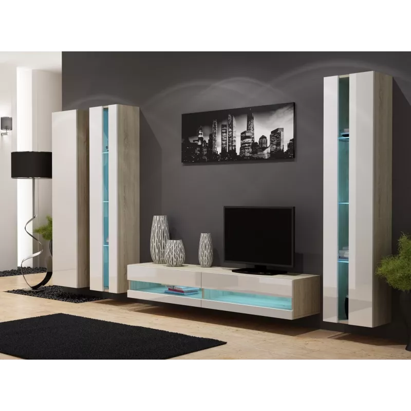 Cama plauktu stends VIGO NEW 180/40/30 sonoma/balti spīdīgs