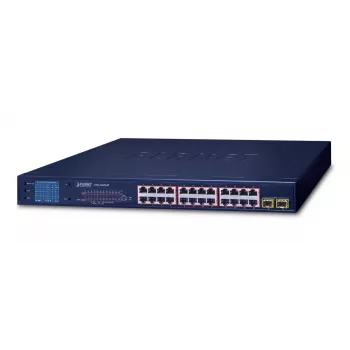 PLANET GSW-2620VHP - Slēdzis - 24 x 10/100/1000 (PoE+) + 2 x Gigabit SFP - Galda, statīvā montējams - PoE+