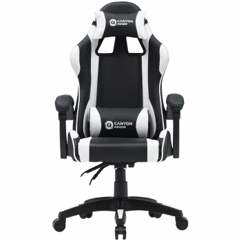 Spēļu krēsls CANYON Core SGCH2 — melns/balts, ergonomisks, regulējams augstums