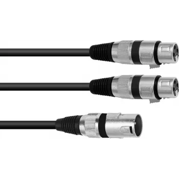 Audio kabelis XLR 3-pin vīrietis uz 2 x XLR 3-pin sieviete Omnitronic 30225210