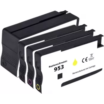 Renkforce tintas kombinācijas komplekts, nomaina HP 953 (6ZC69AE), saderīgs komplekts: melna, ciāna, fuksīna, dzeltena RF-I-HP953BKCMY4PK RF-5718854