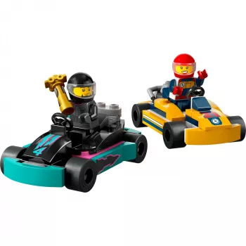 Konstruktors LEGO 60400 City Gokarti ar braucējiem – rotaļu komplekts ar minifigūrām un transportlīdzekļiem