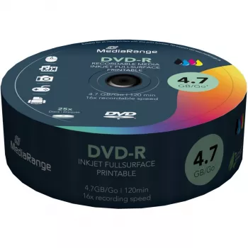 DVD-R MediaRange MR407 4.7 GB 16x Inkjet Printable 25 gab.