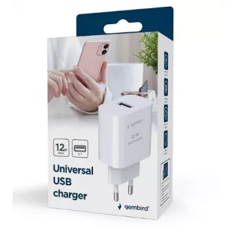 Lādētājs mobilajām ierīcēm GEMBIRD TA-UC-1A12-01 5V 2.4A 12W USB PD, 1 ports, Balts