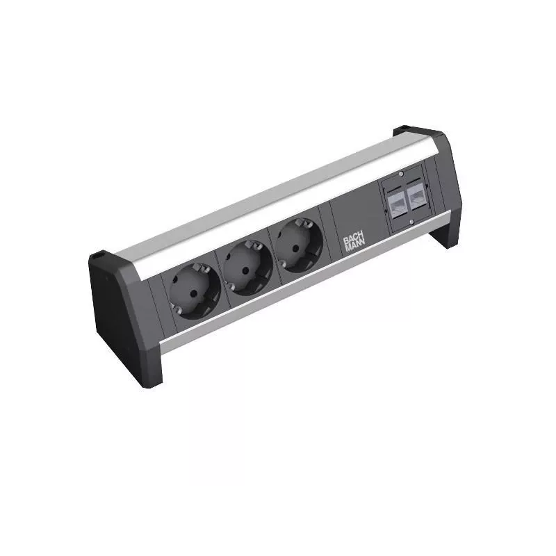 Pagarinātājs Bachmann Desk 1 3 AC kontaktligzdas Melns