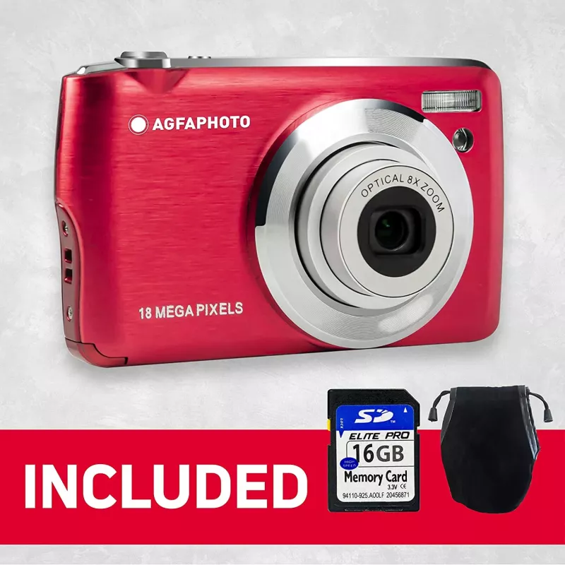 AgfaPhoto Compact Realishot DC8200 1/3.2 Kompaktkamera 18 MP CMOS 4896 x 3672 pikseļi Sarkanā (DC8200RD)