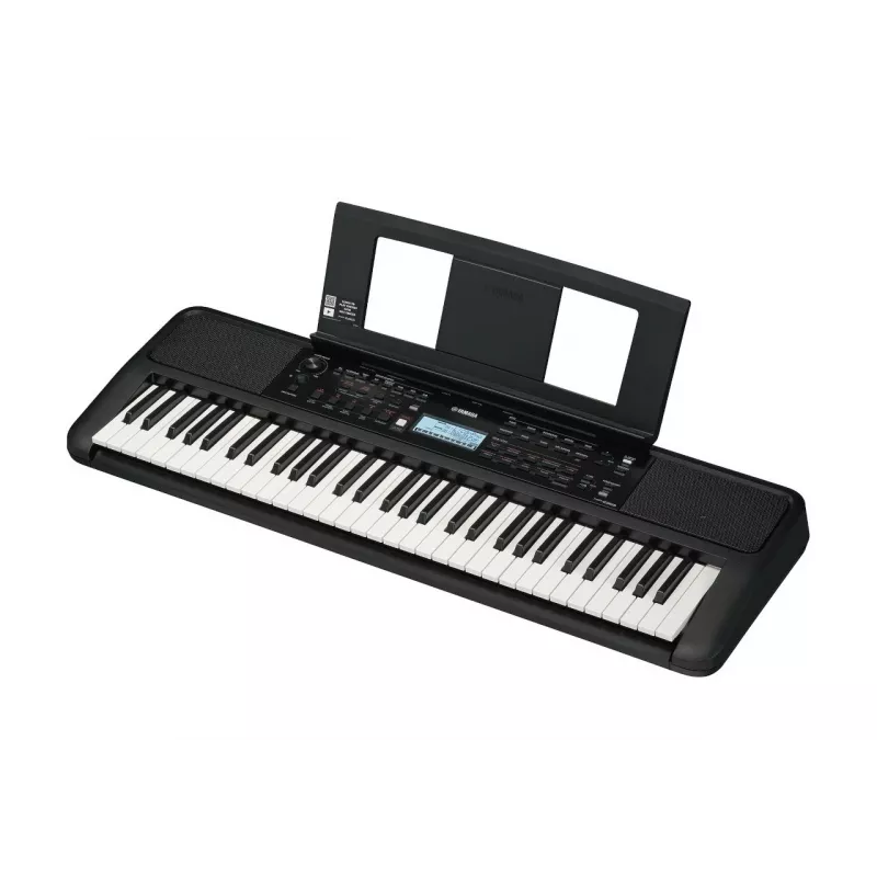 Taustiņinstrumentu tastatūra YAMAHA PSR-E383 — 61 taustiņu pārnēsājama MIDI klaviatūra, LCD displejs, USB, iebūvēti skaļruņi, bateriju darbināma (6), melna