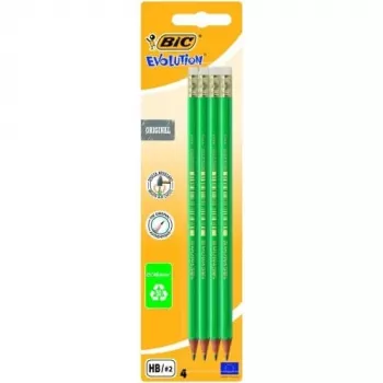 BIC zīmuļi EVOLUTION ORIGINAL ar dzēšgumiju, HB, Komplekts 4 gab. 049012