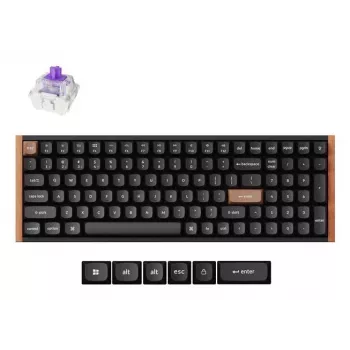 Mehāniskā magnētiskā tastatūra Keychron K4H-F1 — 96% formfaktors, QWERTY, USB + RF bezvadu + Bluetooth, 100 taustiņi, RGB, Melna