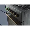 Gāzes/elektriskā plīts MPM MPM-56-KRM-13, 4 gāzes degļi, elektriskā cepeškrāsns 58 L, mehāniskie pogas, melna
