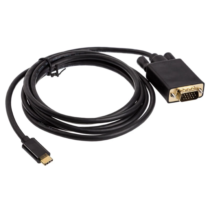 Akasa AK-CBCA17-18BK USB Type-C uz VGA pārveidotājkabelis 1.8m melns