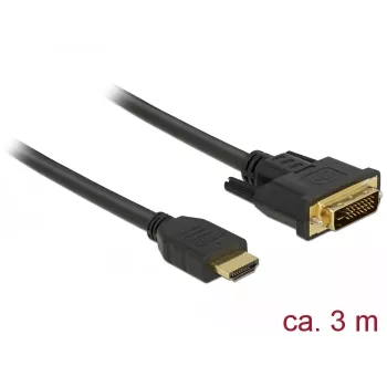 Video kabeļa adapteris DeLOCK 85655 3m HDMI Type A – DVI melns