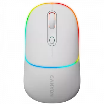 Canyon MW-22 CNS-CMSW22SW Pele – 2 in 1 Bluetooth/2.4GHz – optiskā – 800/1200/1600DPI – 4 pogas – RGB apgaismojums – uzlādējama – sniega balta