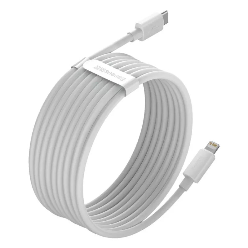 Baseus Simple Wisdom Datu Kabeļu Komplekts USB-C uz Lightning PD 20W (2 gab./Komplekts) 1,5m Balts