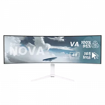 Izliekts monitors Arozzi Nova 49 collas (124.5 cm) Dual QHD 5120×1440 LED VA, 32:9, 4 ms, USB centrmezgls, skaļruņi, balts
