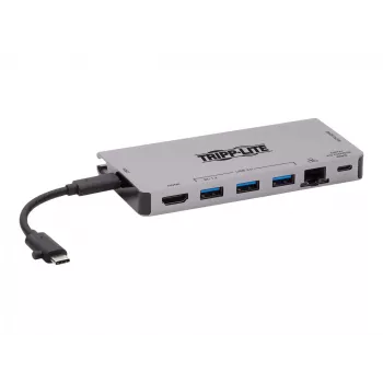 USB-C Dokstacija - 4K HDMI, USB 3.2 Gen 1, USB-A Hub, GbE, Atmiņas Karte, 100W PD Lādēšana, Noņemams Kabelis U442-DOCK5D-GY