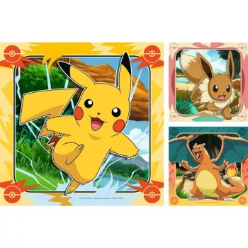 Puzle Ravensburger Pikachu, Charizard un Eevee — 147 gabali, vecumam no 5 gadiem, 210×? mm