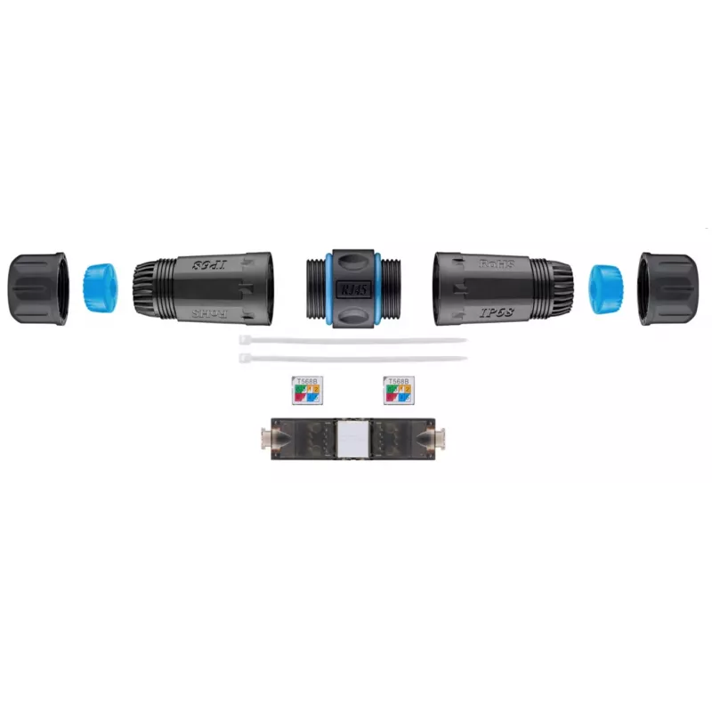 Goobay Outdoor (IP68) tīkla kabeļa savienotājs, CAT 6A neekranēts, UTP – putekļu un ūdensnecaurlaidīgs, LSA spaiļu sloksne (bez instrumentiem) (44416)