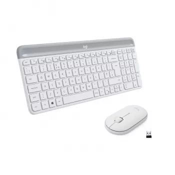 Bezvadu tastatūras un peles komplekts Logitech Slim Wireless Combo MK470 - 2.4 GHz - Spāņu - Balts (920-009199)