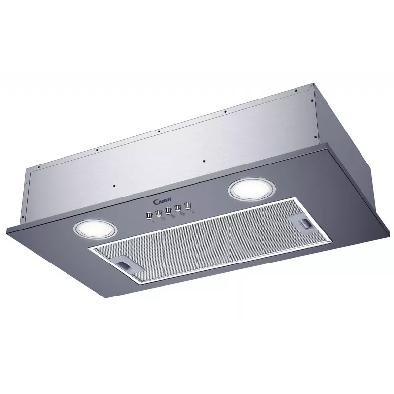 Iebūvējamā tvaika nosūcējs CANDY CBG625/1X, 520 mm platums, 207 m³/h, oglekļa filtrs, rotācijas vadība, sudrabs