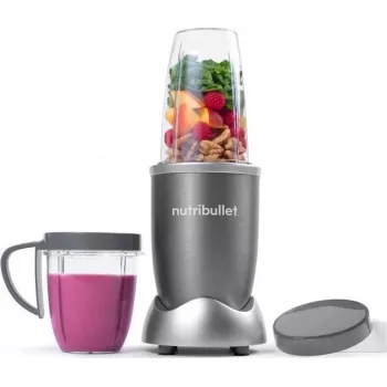 Kausu blenderis NUTRIBULLET NB606B 600W, Tritan kauss 0,7 L, 6 asmeņi, 1 ātrums, 500 ml krūze, pelēks