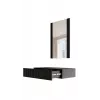 Tualetes galdiņš ar spoguli cama meble PAFOS 80×41.6×100 cm, MDF rāmis, 1 atvilktne, matēti melns