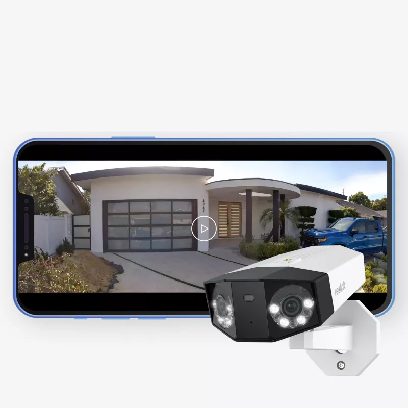 IP drošības kamera Reolink DUO Series P750 āra ložmetējveida 16 MP 7680×2160 CMOS 1/2.7 collas 2.8 mm 180°×55° PoE IP67 iebūvēta gaisma mikrofons skaļrunis