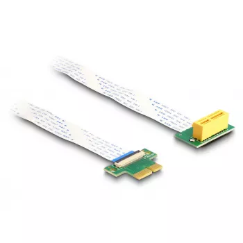 DeLOCK Riser Card PCI Express x1 vīriešu uz x1 slotu 90° leņķī ar FPC kabeli 15 cm