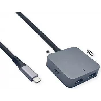 VALUE USB centrmezgls 12.99.1126 — USB 3.2 Gen 2 (Type-C savienotājs) 4 porti (2×A + 2×C) 10000 Mbit/s, Melns