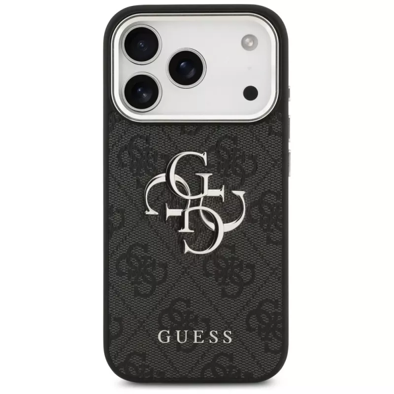 GUESS | Hardcase 4G | Aizmugures vāciņš | iPhone 17 Pro Max | Apple | Ekoloģiskā āda/PC/Plastmasa/TPU | Melns