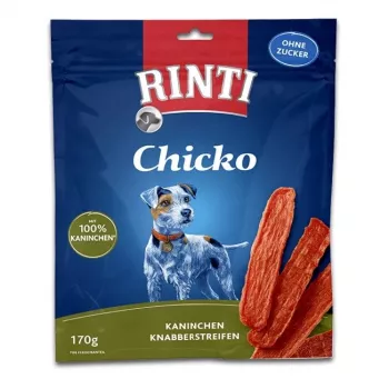 Suņu gardumi RINTI Chicko Rabbit 170 g — hipoalerģiski truša garšas treniņu kārumi