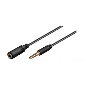 Wentronic Goobay 3,5 mm pagarinātāja kabelis, melns, 5 m - 3,5 mm ligzda (3-pin, stereo) > 3,5 mm spraudnis (3-pin, stereo) (97122)