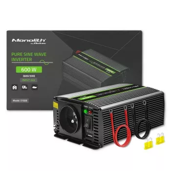 Qoltec Monolith invertors / tīkla adapteris Auto 600 W Melns