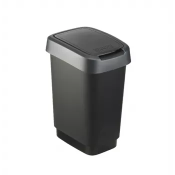 Rotho Twist 25 L taisnstūra polipropilēna atkritumu konteiners — 25 L, 476×333×252 mm, melns