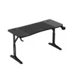 Gaminga galds huzaro Hero 3.6 — taisnstūra 1400×600 mm, augstuma regulējums 560–790 mm, melns, H-kājas, 15 mm virsma