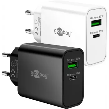 Goobay USB-C PD GaN Dual-Fast Charger 30 W Balts (75336)