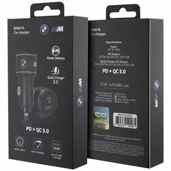 Auto lādētājs 20W PD-QC 3.0 Ātrā uzlāde melns