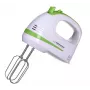 Rokas mikseris ESPERANZA EKM011 — 400 W, 5 ātrumi, turbo, mīklas āķi un putotāji, 220–240 V, balts/gaiši zaļš
