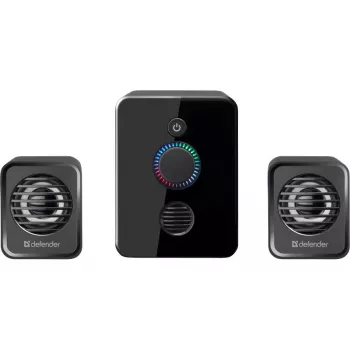 2.1 datora skaļruņi DEFENDER V12 11W RMS USB, 3.5mm, zemfrekvenču skaļrunis, Melns, 223×115×130 mm