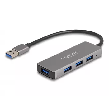 DeLOCK 63171 USB 3.2 Gen 1 Type-A centrmezgls, 4 porti, 5000 Mbit/s, pelēks
