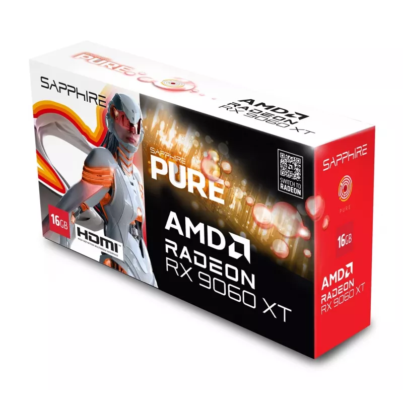 SAPPHIRE PURE Radeon RX 9060 XT Gaming OC 16GB grafiskā karte