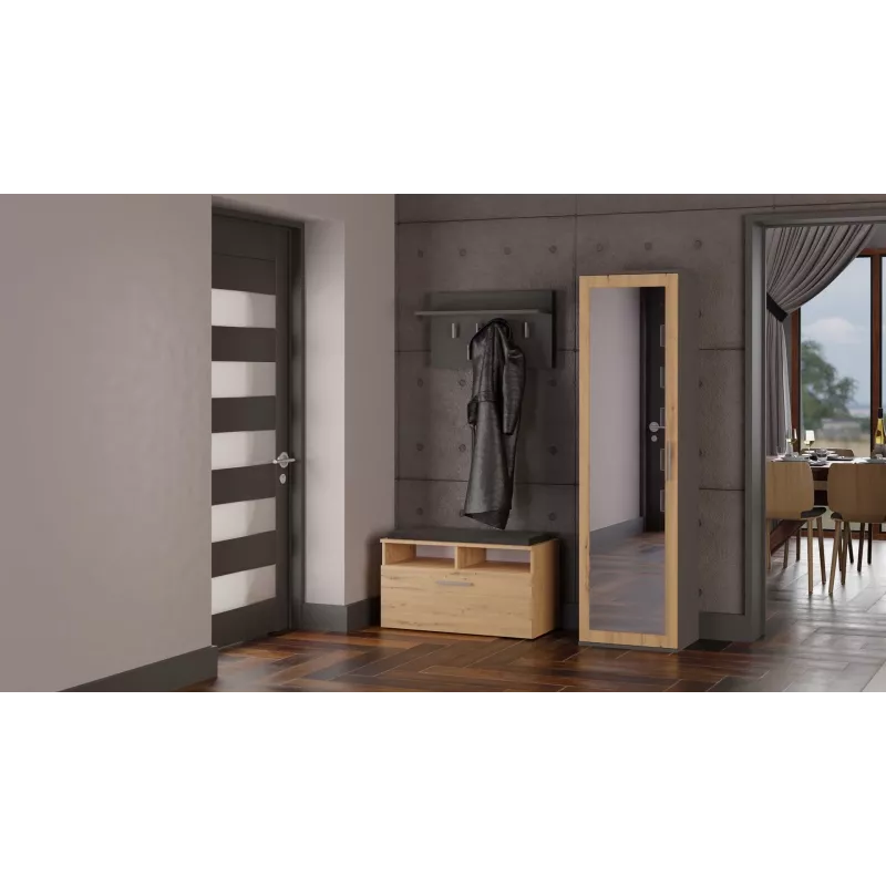 Skapis DUO SZAFA ANT/ART KP — 1 durvis, 2 plaukti, 500×350×1800 mm