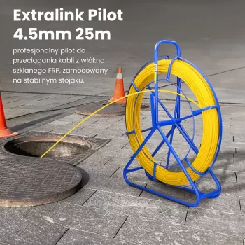 Extralink Pilot 4.5mm 25m | Kabeļu ievilkšanas stienis | stikla šķiedras FRP, d. 4.5mm, g. 25m, dzeltens