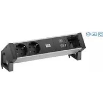 Bachmann Desk 2 Alu - Drinnen - Typ F - Aluminium - Kunststoff - Aluminium - Schwarz - 2 AC-Ausgänge - 1 Stück(e)