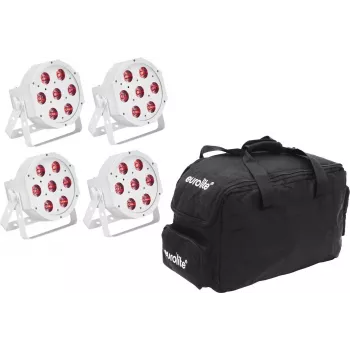 LED prožektoru komplekts EUROLITE SLS-7 HCL 4x White ar mīkstu somu