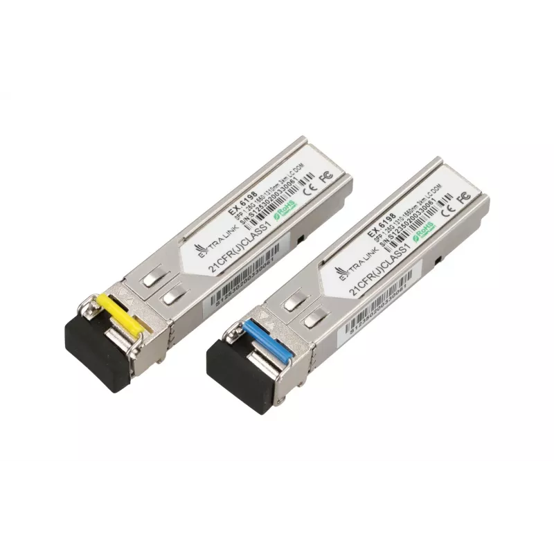 SFP WDM moduļu pāris Extralink 1.25G 1310/1550nm viensvieda 3km LC DOM