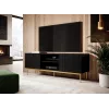TV skapis Cama PAFOS uz zelta tērauda kājām 150x40x60 cm matēti melns, skaidu plātnes virsma